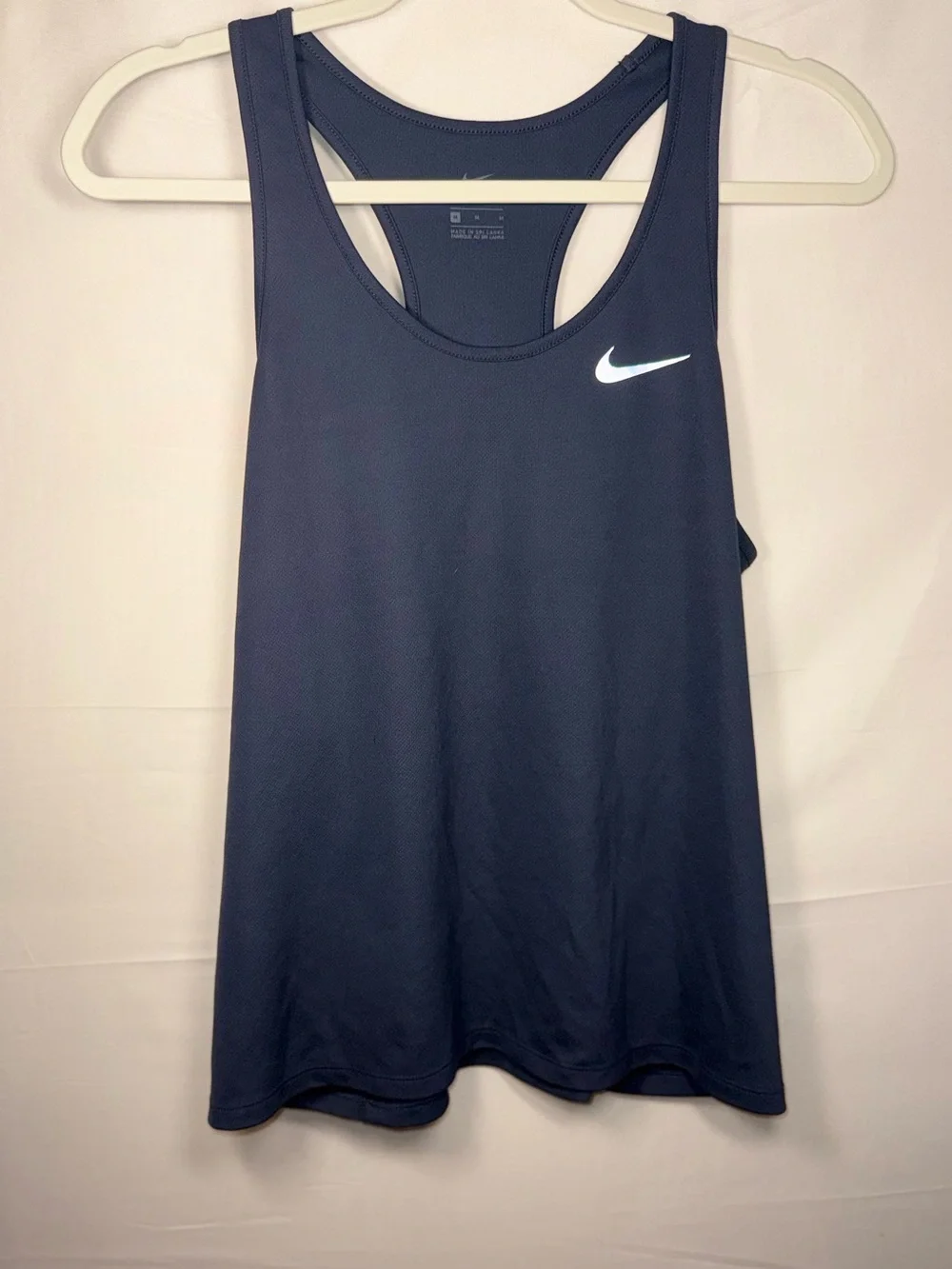 Nike Dri-Fit Logo Women's Navy Blue Racerback Athletic Tank Top Size Medium